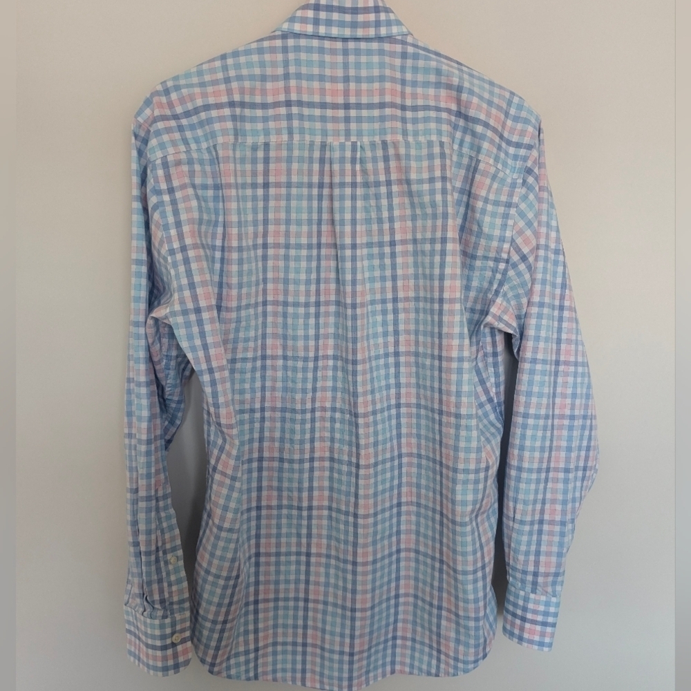 Peter Millar Shirt Men's Medium Multicolor Gingham Pattern Spring Easter - Picture 4 of 8